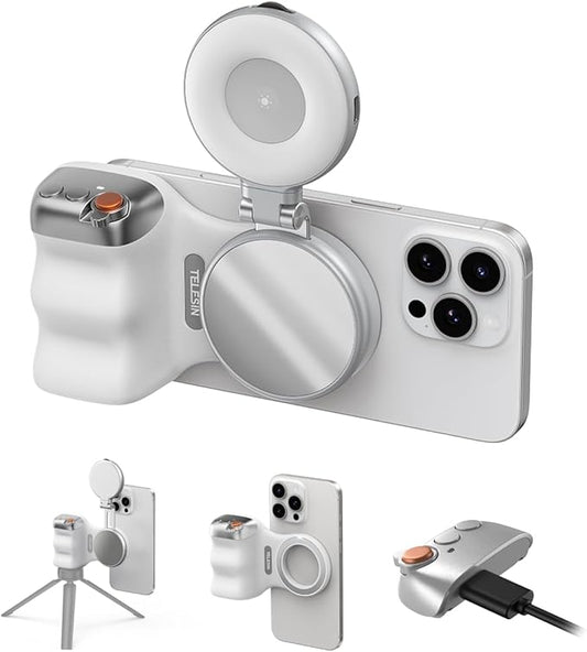 Magnetic Phone Camera Grip & Magnetic Selfie Light Bundle Kit